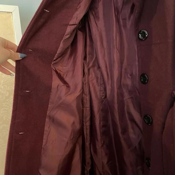 Valerie Stevens Womens Jacket with Tie‎ Belt Burgundy Large Wool Large Buttons - Picture 7 of 14